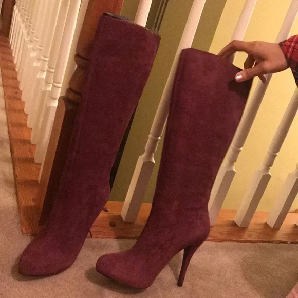 Enzo Angiolini NWT burgundy real suede elasticized calfplatform boots …
